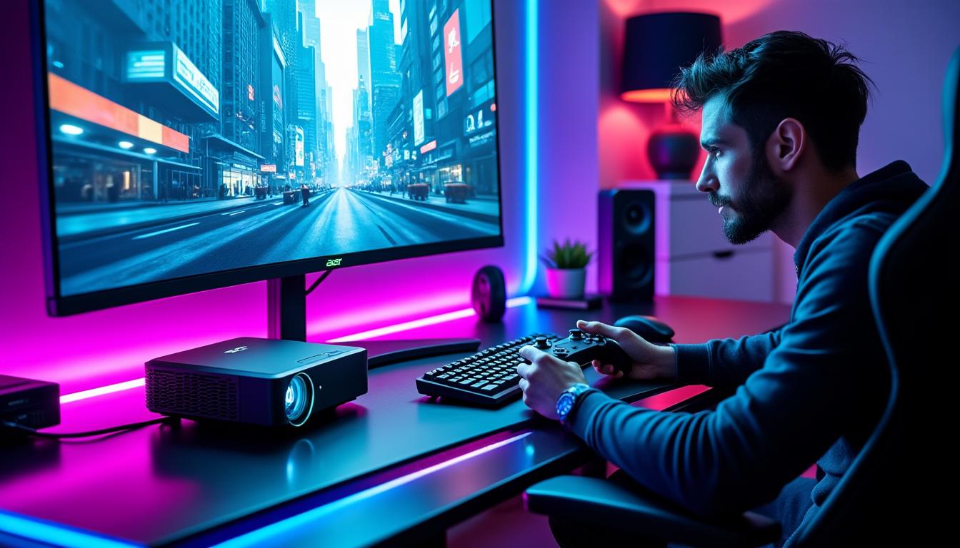 découvrez les avantages du vidéoprojecteur acer led conçu pour les gamers, offrant une image haute qualité, une réactivité optimale et une expérience de jeu immersive.