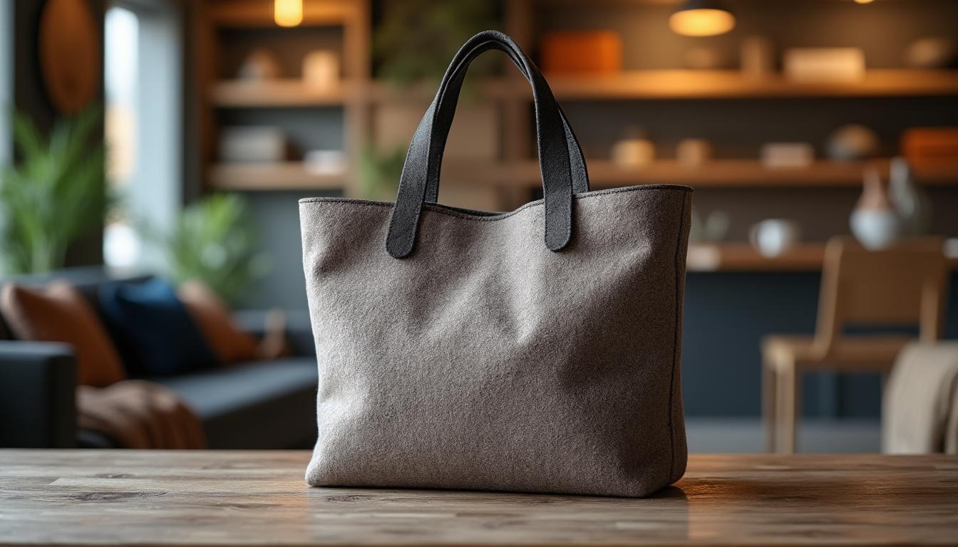 découvrez notre sac cabas en feutre de laine, l'accessoire idéal alliant style et originalité, parfait comme cadeau pour les amateurs de mode à la recherche d'élégance et d'authenticité.