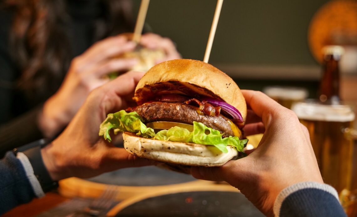 Burger in a pub