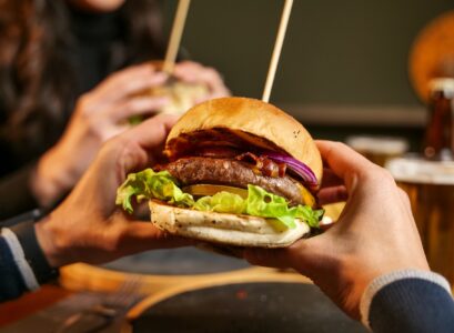 Burger in a pub