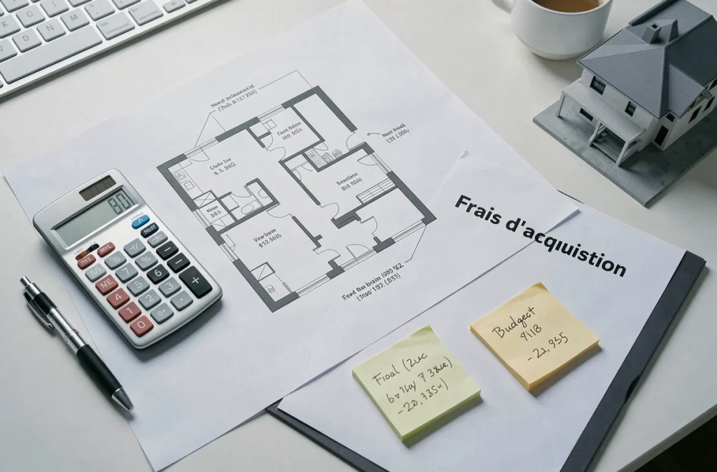 Documents et calculatrice pour estimer les frais d'un achat dans le neuf