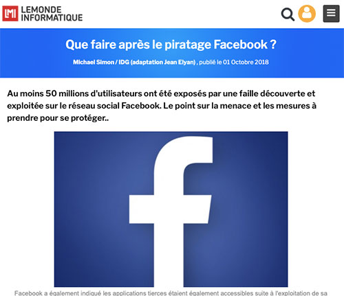 que faire après le piratage Facebook