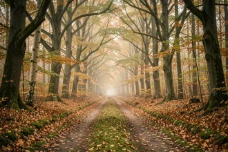 Sentier forestier automnal dans les bois de Bésigny entre Seine-et-Marne et Aisne